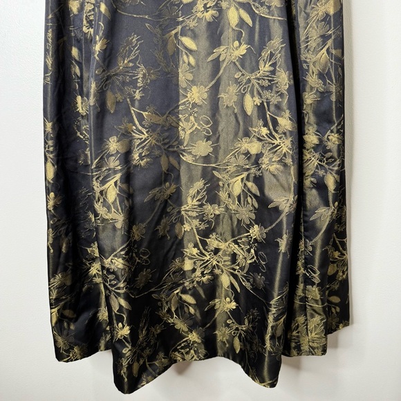 Carmen Marc Valvo Collection Black Gold Silk Blend Floral Full Maxi Skirt Formal - Picture 4 of 12